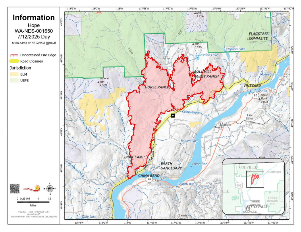 Hope Fire map July 12